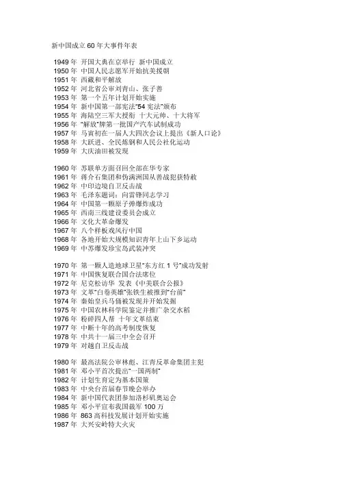新中国 60年大事记