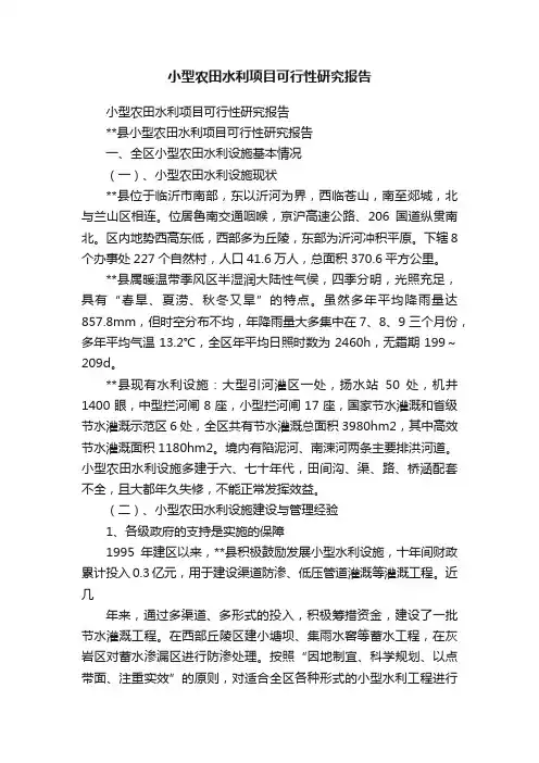 小型农田水利项目可行性研究报告