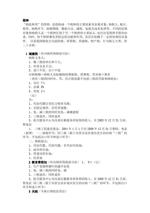 税法种类说明