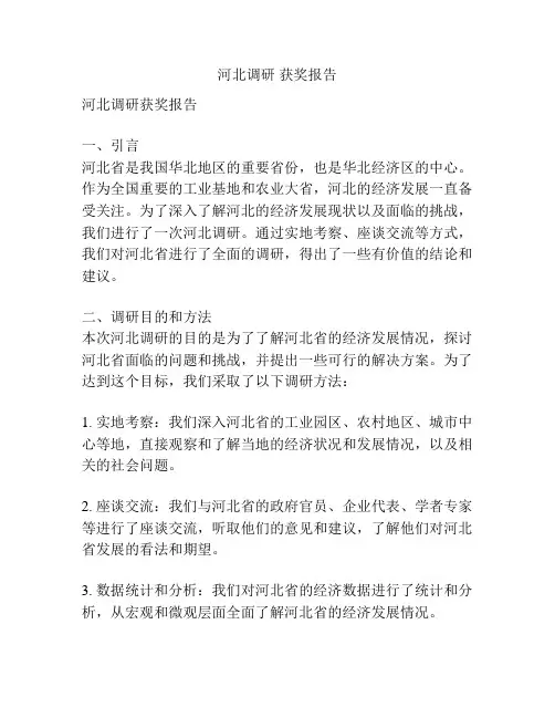河北调研 获奖报告