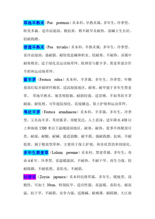 园林中常用草坪草