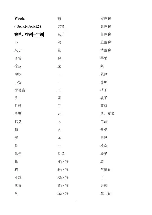 新起点1-12册英语单词汇总