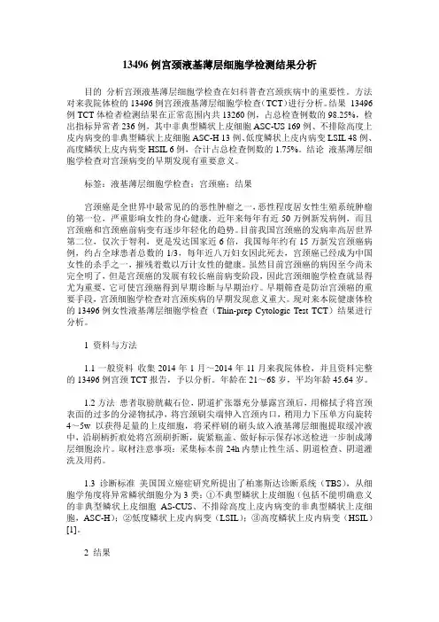 13496例宫颈液基薄层细胞学检测结果分析