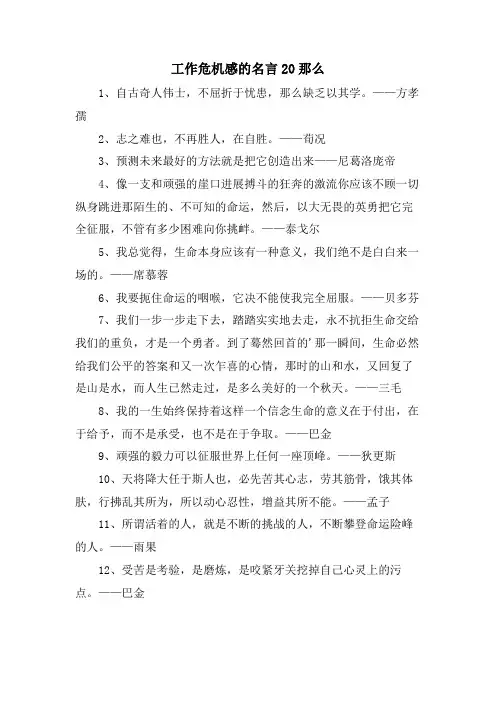 工作危机感的名言20则