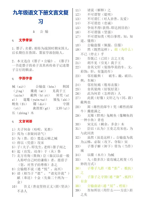 九年级下册第五六单元知识点归纳总结精华篇
