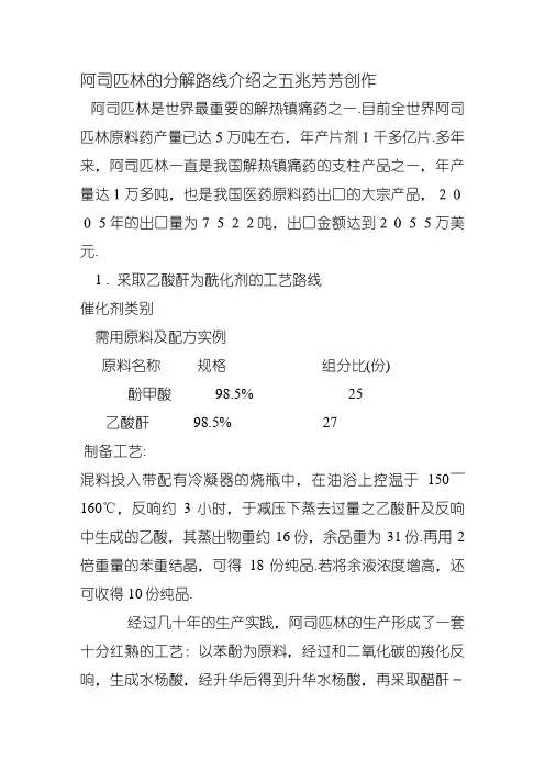 阿司匹林合成路线