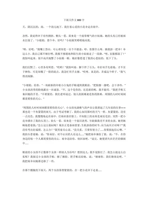 下雨天作文800字