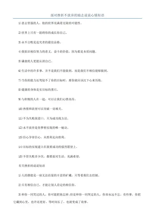 面对挫折不放弃的励志说说心情短语