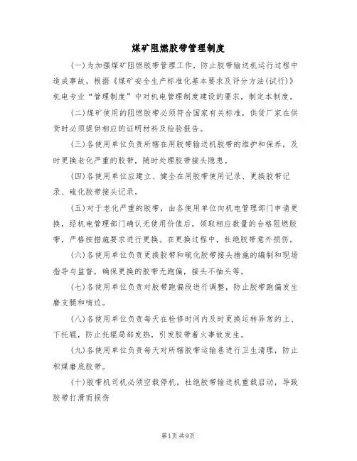 煤矿阻燃胶带管理制度（5篇）