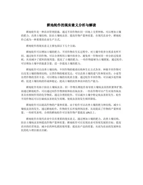 耕地轮作的现实意义分析与解读