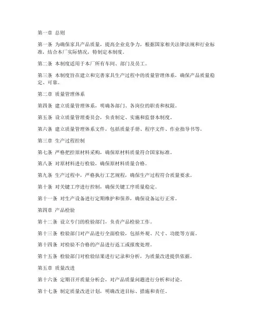 家具厂车间品质管理制度