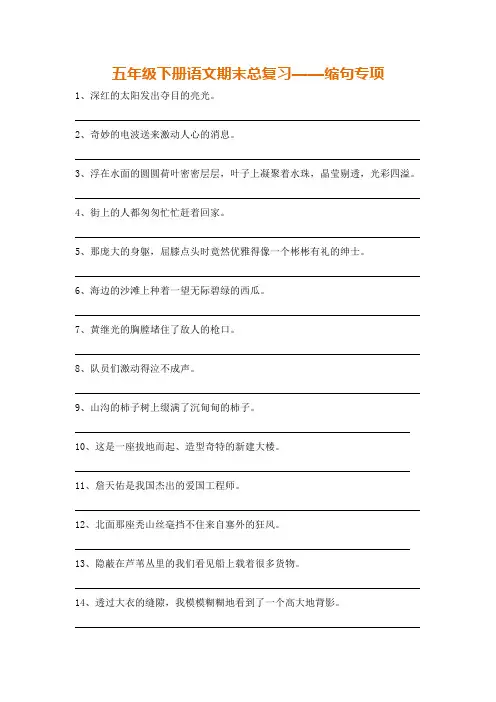 五年级语文下册试题期末总复习句子专项训练