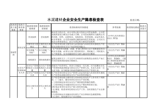 水泥建材企业安全生产隐患检查表