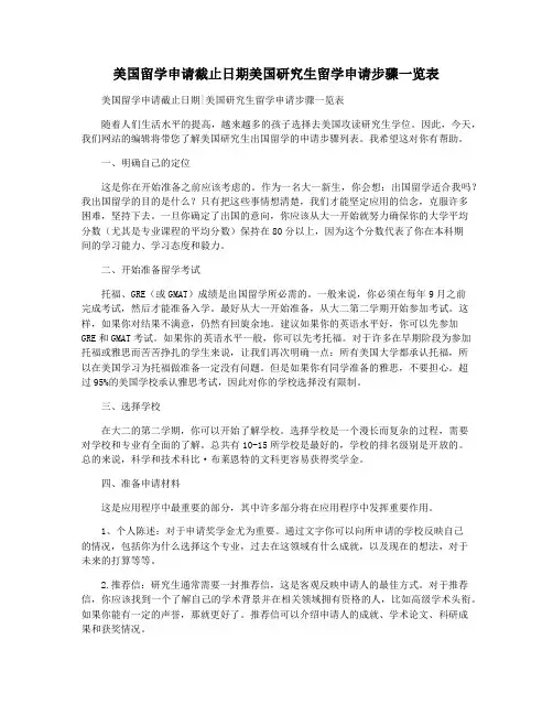 美国留学申请截止日期美国研究生留学申请步骤一览表