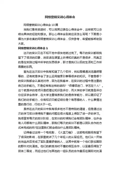 网络营销实训心得体会