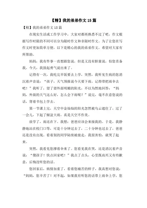 我的弟弟作文15篇
