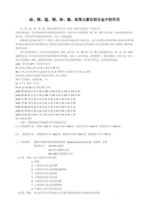 硅等元素在铝合金中的作用