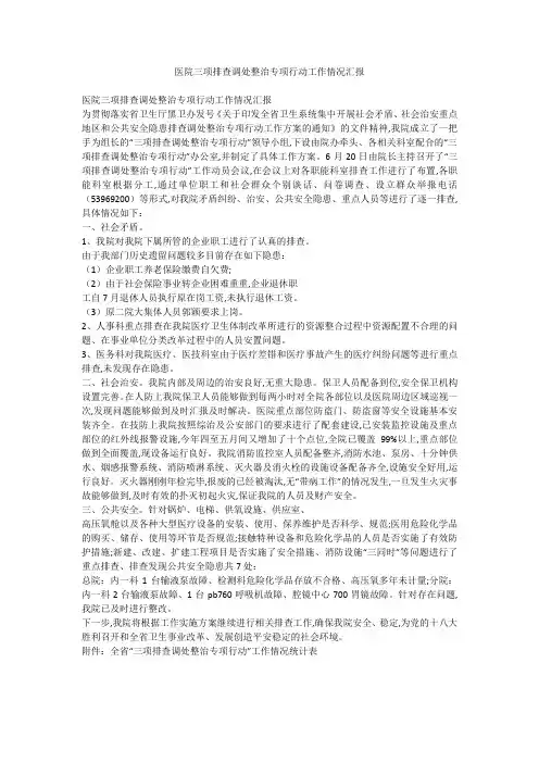 医院三项排查调处整治专项行动工作情况汇报