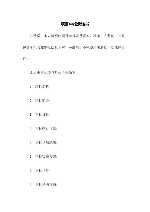 项目申报承诺书