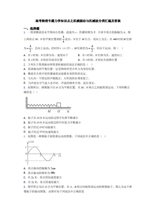 高考物理专题力学知识点之机械振动与机械波分类汇编及答案
