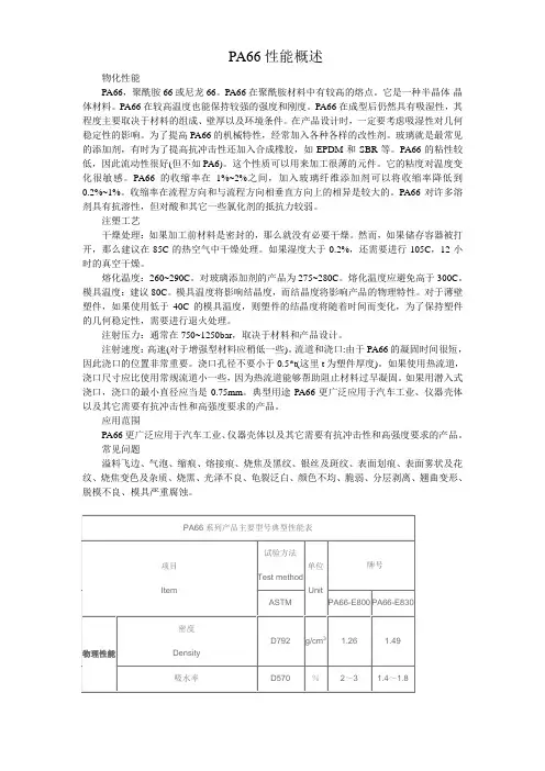 PA66性能概述