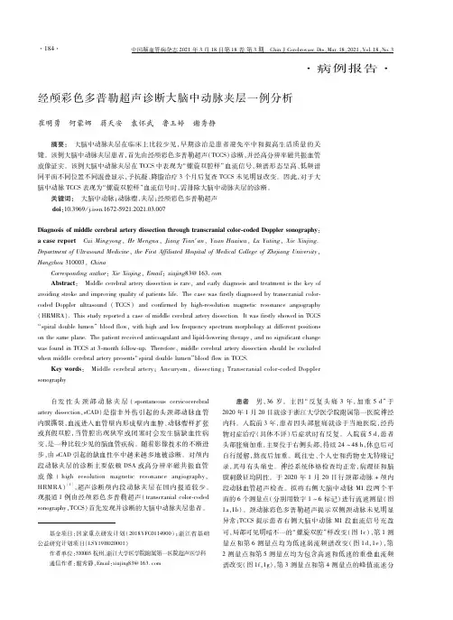 经颅彩色多普勒超声诊断大脑中动脉夹层一例分析