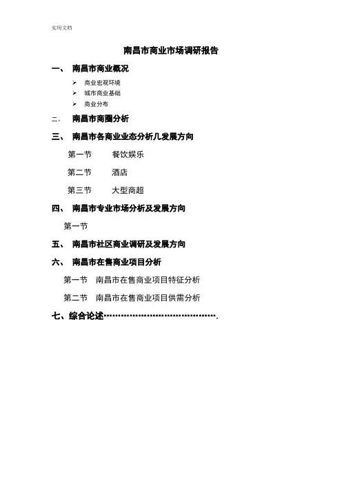 南昌市商业市场调研报告材料