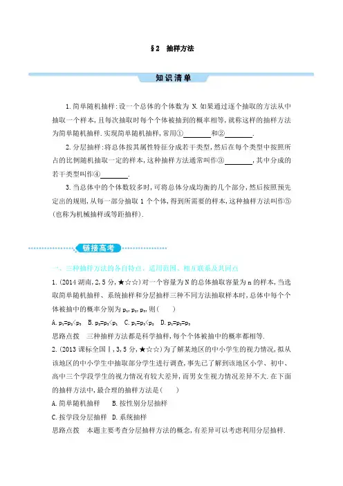高中数学抽样方法总结练习含答案解析