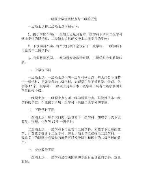 一级硕士学位授权点与二级的区别