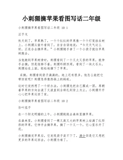 小刺猬摘苹果看图写话二年级