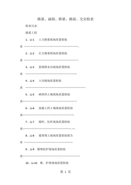 路基、涵洞、桥梁、路面、交安检表word精品文档19页