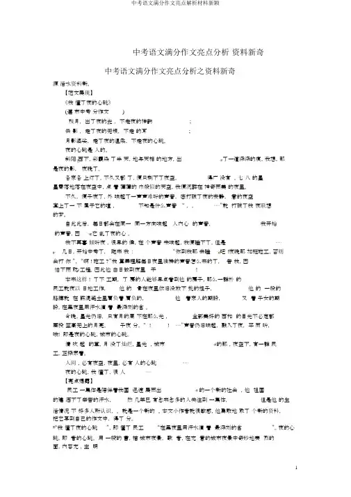 中考语文满分作文亮点解析材料新颖
