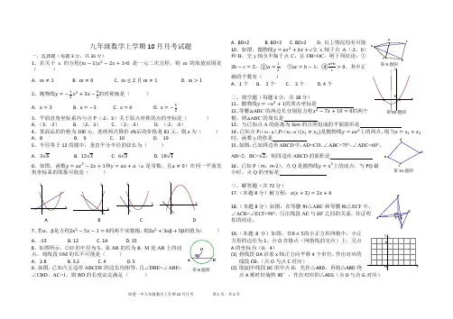 九年级数学上学期10月月考试题