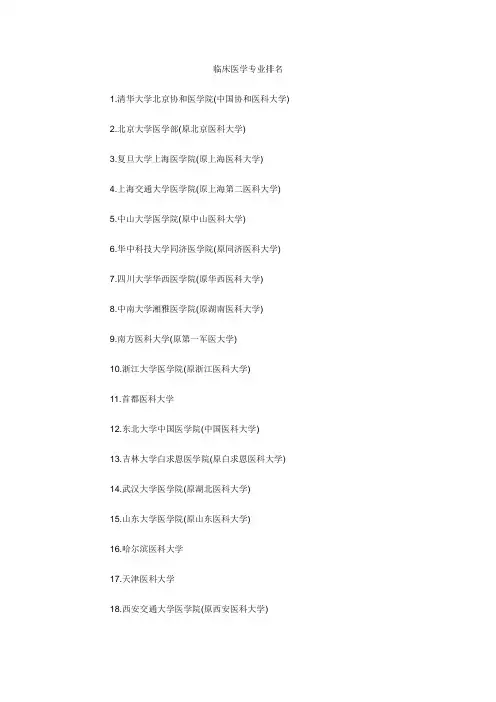 临床医学专业排名