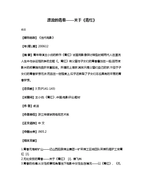 漂流的青春——关于《青红》