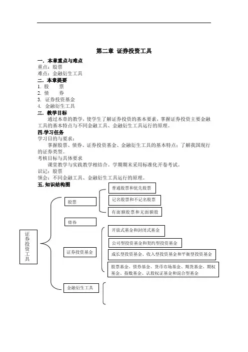 证券投资学教学指南最新版精品-第2章证券投资工具