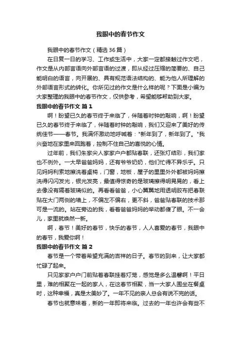 我眼中的春节作文 2