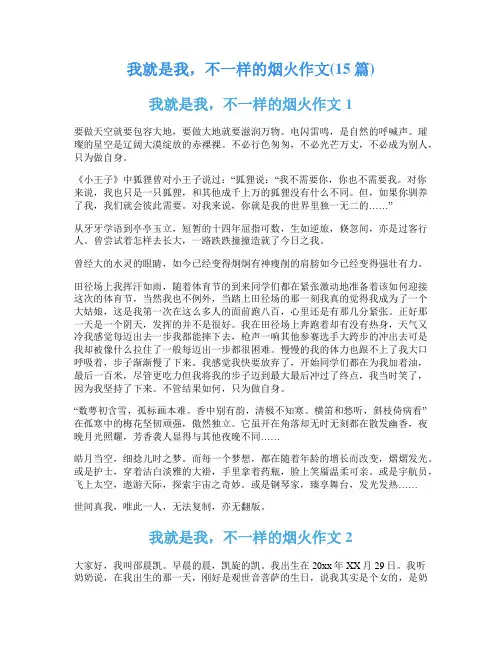 我就是我,不一样的烟火作文(15篇)