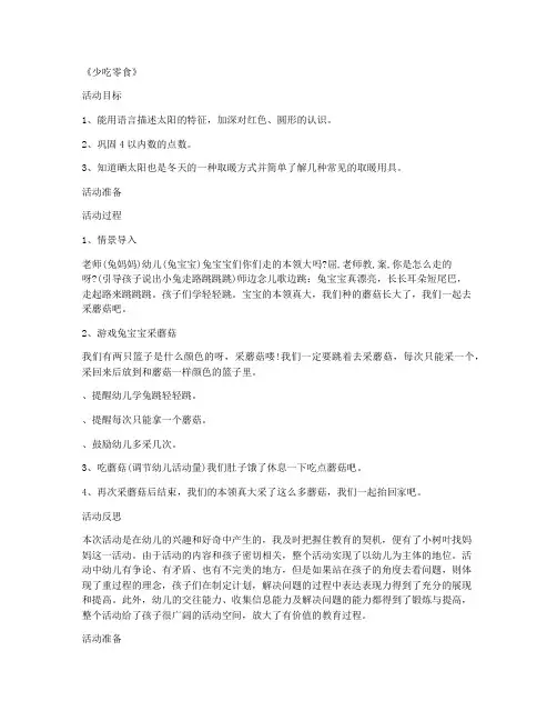 江西教育版-学前班科学优质课教案及教学反思 第17课《少吃零食》(全册课件)