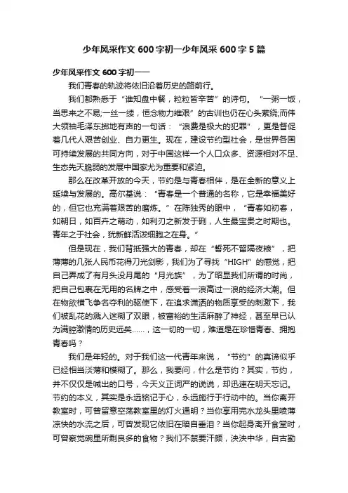 少年风采作文600字初一少年风采600字5篇