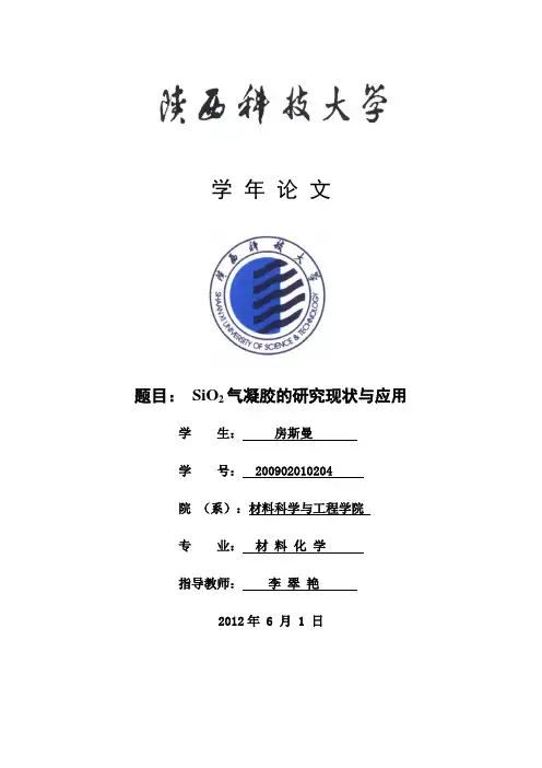 二氧化硅气凝胶的研究现状与应用(综述)