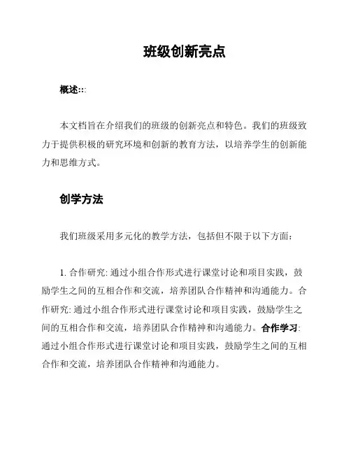 班级创新亮点