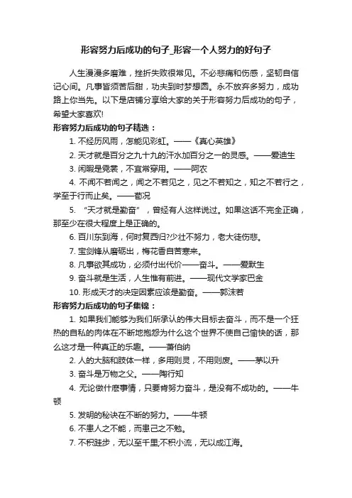 形容努力后成功的句子_形容一个人努力的好句子
