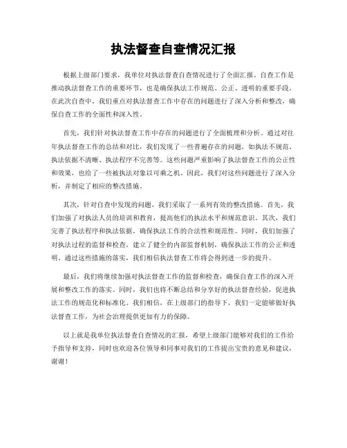 执法督查自查情况汇报