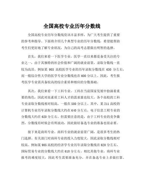 全国高校专业历年分数线
