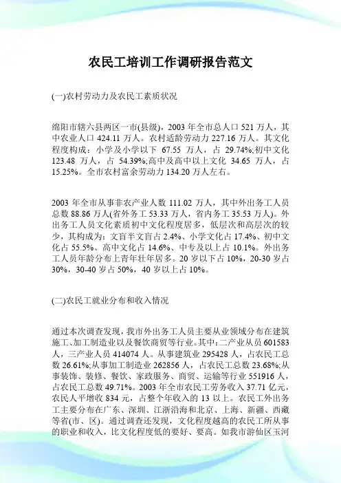 农民工培训工作调研报告范文.doc
