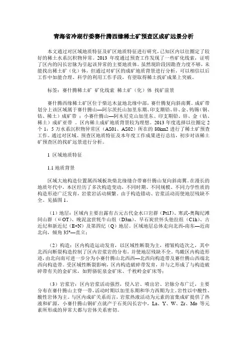 青海省冷湖行委赛什腾西缘稀土矿预查区成矿远景分析