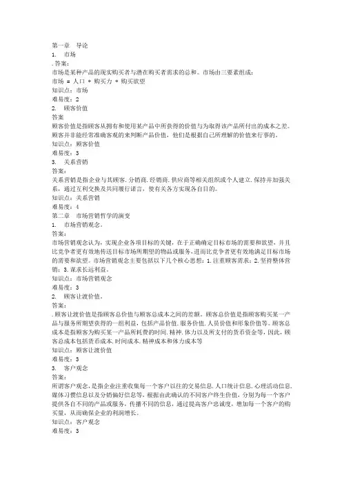 市场营销名词解释