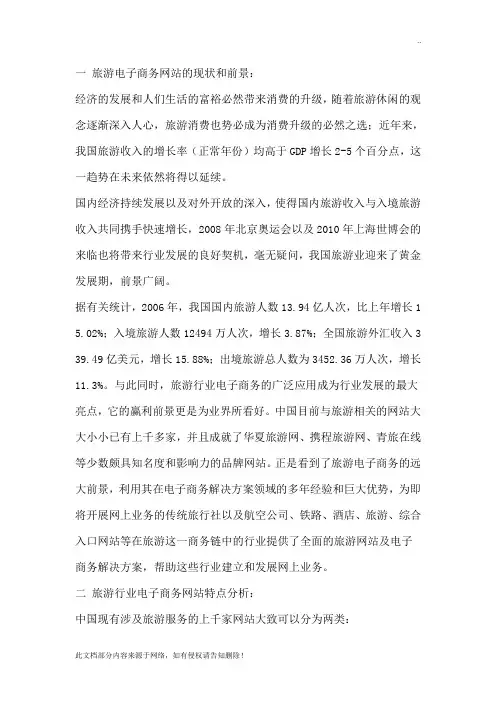 旅游电子商务网站规划书