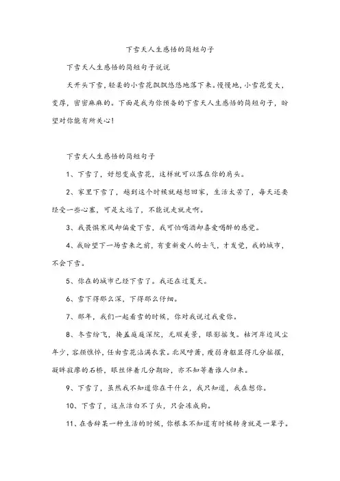 下雪天人生感悟的简短句子